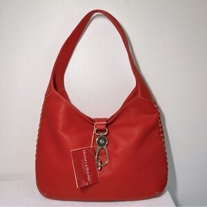 New DOONEY & BOURKE Red Leather, Enamel Logo Lock, Hobo Purse, a timeless style